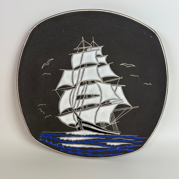VTG Handmade in‎ Norway Decorative Ship Plate Ceramic Boat Wall Decor 1008 Skute